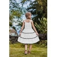 thumbnail image 6 of Arshiner Girls Summer Sleeveless Bow-Tie Straps Sundress Flowy Smocked Tiered Lace Swing Midi Dress with Pockets, 6 of 7