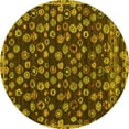 thumbnail image 1 of Ahgly Company Machine Washable Indoor Round Abstract Yellow Modern Area Rugs, 5' Round, 1 of 4