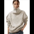 thumbnail image 1 of Suéteres de Mujer Otoño Invierno 2025, Jersey Informal de Punto con Cremallera de un Cuarto de Pulgada, Jersey de Punto de Diamante Albaricoque M, 1 of 9