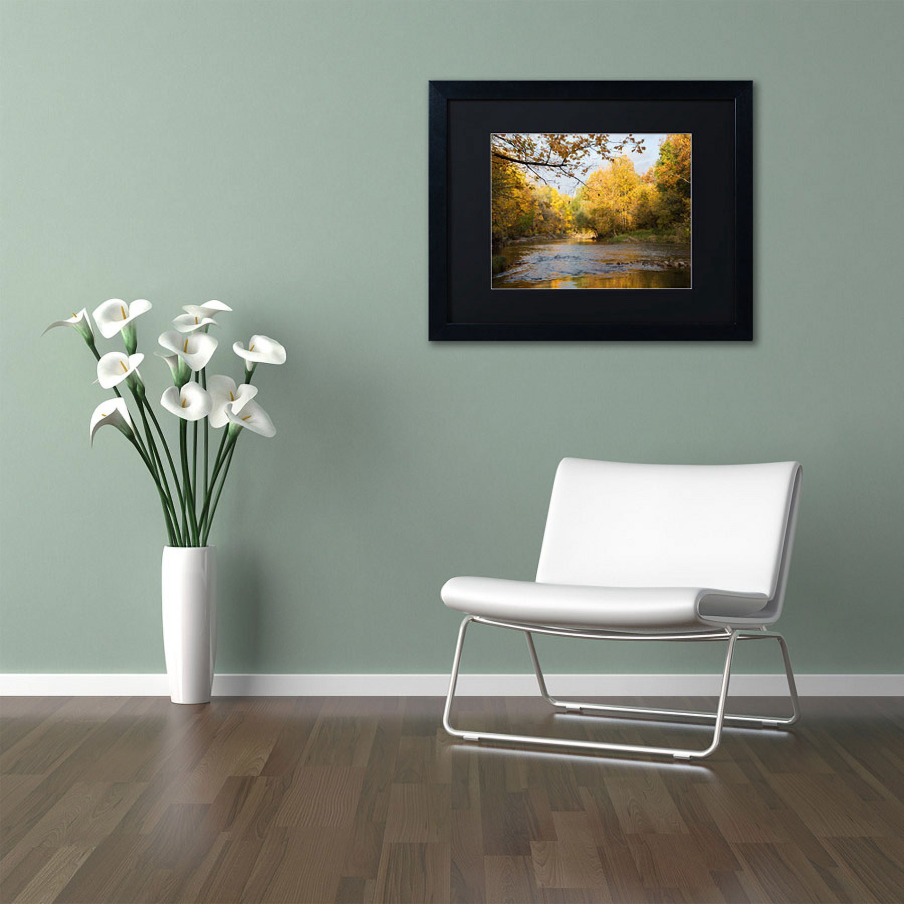 Trademark Fine Art "Golden Autumn River" Canvas Art by Kurt Shaffer, Black Matte, Black Frame