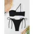 thumbnail image 2 of Conjunto de microbikini con Push-Up para mujer, bañador Sexy con corte de corazón de Metal, traje de baño brasileño de color negro liso, ropa de baño con Tanga 2024, 2 of 5