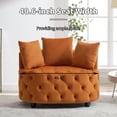 thumbnail image 3 of Luxurious Velvet Tufted Round Accent Chair with Plush Pillows for Living Room and Bedroom, Oversized Barrel Chair (Orange), 3 of 5