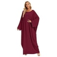 thumbnail image 2 of IBTOM CASTLE Muslim Dresses for Women, Long Sleeve Eid Islamic Prayer Jilbab Khimar Cardi Robe Middle East Maxi Abaya Dress Wine Red, 2 of 6