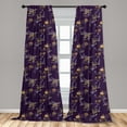 thumbnail image 5 of Ambesonne Floral Curtains, Peonies and Flowers Boho, Pair of 28"x63", Dark Purple Pale Orange, 5 of 5