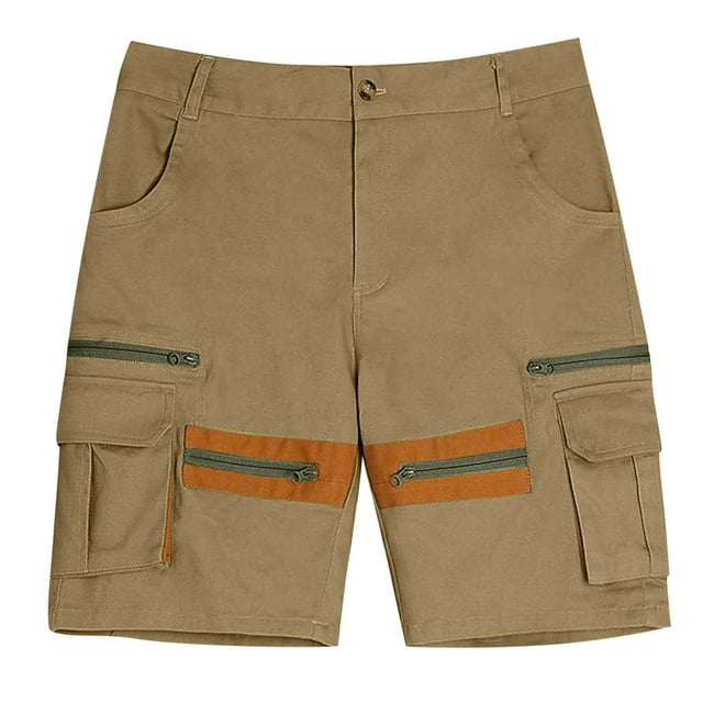 WRKEKC Mens Casual Shorts Breathable Solid Color Multiple Pockets Outdoor Work Shorts 5-Inch Inseam without Belt for Casual Wear