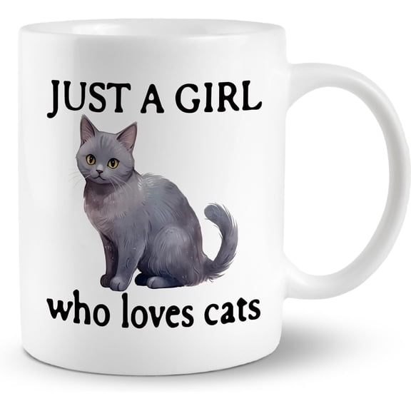 Cat Mug, Cat Mugs for Cat Lovers, Cat Gifts for Girls Women, Cat Mom Gifts, Cat Lady Gifts,Cute White painted mug11 oz,Funny Gift Mug