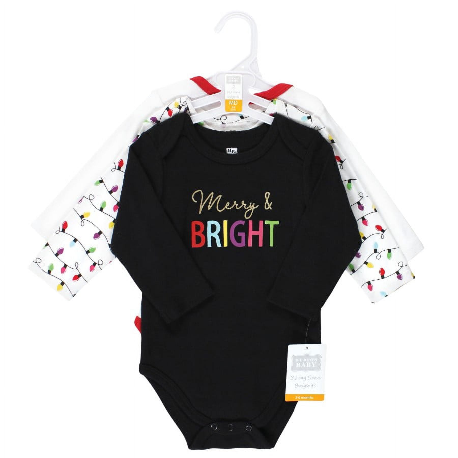 Hudson Baby Cotton Long-Sleeve Bodysuits, 3-Pack, Newborn- 24 Months