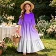 thumbnail image 7 of Girls Maxi Dress Tween Girl Summer Spring Boho Smocked Patchwork Sundress Purple 13-14 Years, 7 of 7