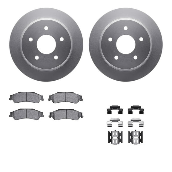 Dynamic Friction Company Rear Geospec Brake Rotors with Heavy Duty Brake Pads includes Hardware 4212-48001