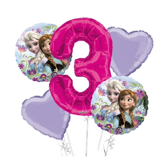 Frozen Balloon Bouquet 3rd Birthday 5 pcs - Party Supplies