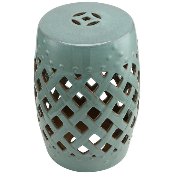 Outsunny 13" x 18" Outdoor Ceramic Garden Stool, Blue