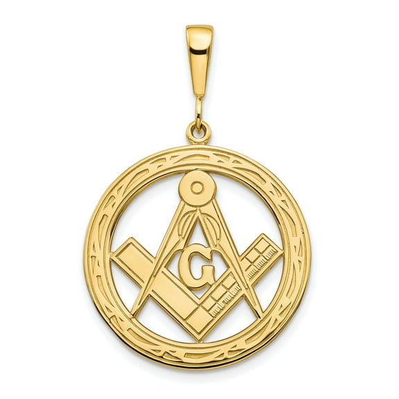 10K Yellow Gold Masonic Free Mason Symbol Charm Jewelry