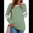 thumbnail image 1 of Camisetas de Larga para Mujer, Camisetas Casuales con Cuello Redondo y Bloques de Color, Ropa de Moda de Otoño, Conjuntos Modernos Verde L, 1 of 8