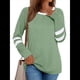 thumbnail image 1 of Camisetas de Larga para Mujer, Camisetas Casuales con Cuello Redondo y Bloques de Color, Ropa de Moda de Otoño, Conjuntos Modernos Verde XL, 1 of 8
