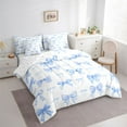 thumbnail image 3 of jejeloiu Blue Ribbon Bowknot 7 Pieces Bedding Comforter Set,Cute Cartoon Bowtie Full Bedding Set For Girls Reversible, 3 of 8