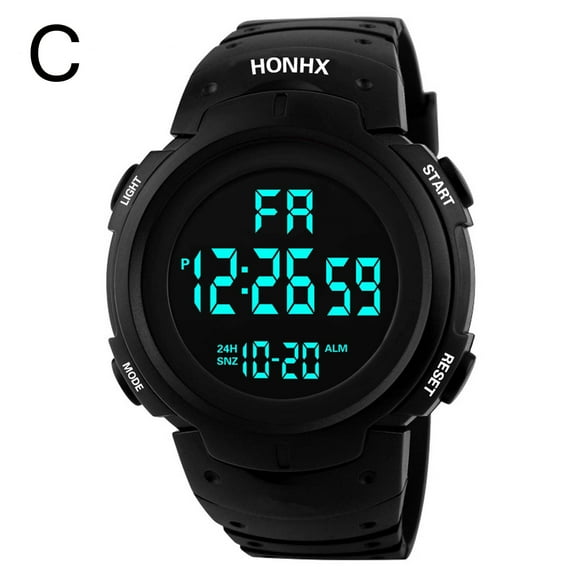 Guodhu Mens Large Face Military Watches Casual Luminous LED Screen Stopwatch Alarm Simple Digital Sports Watch