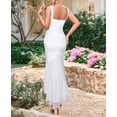 thumbnail image 2 of Vestido para mujer, sin mangas, con volantes, fiesta de cóctel, maxi, blanco, 2 of 6