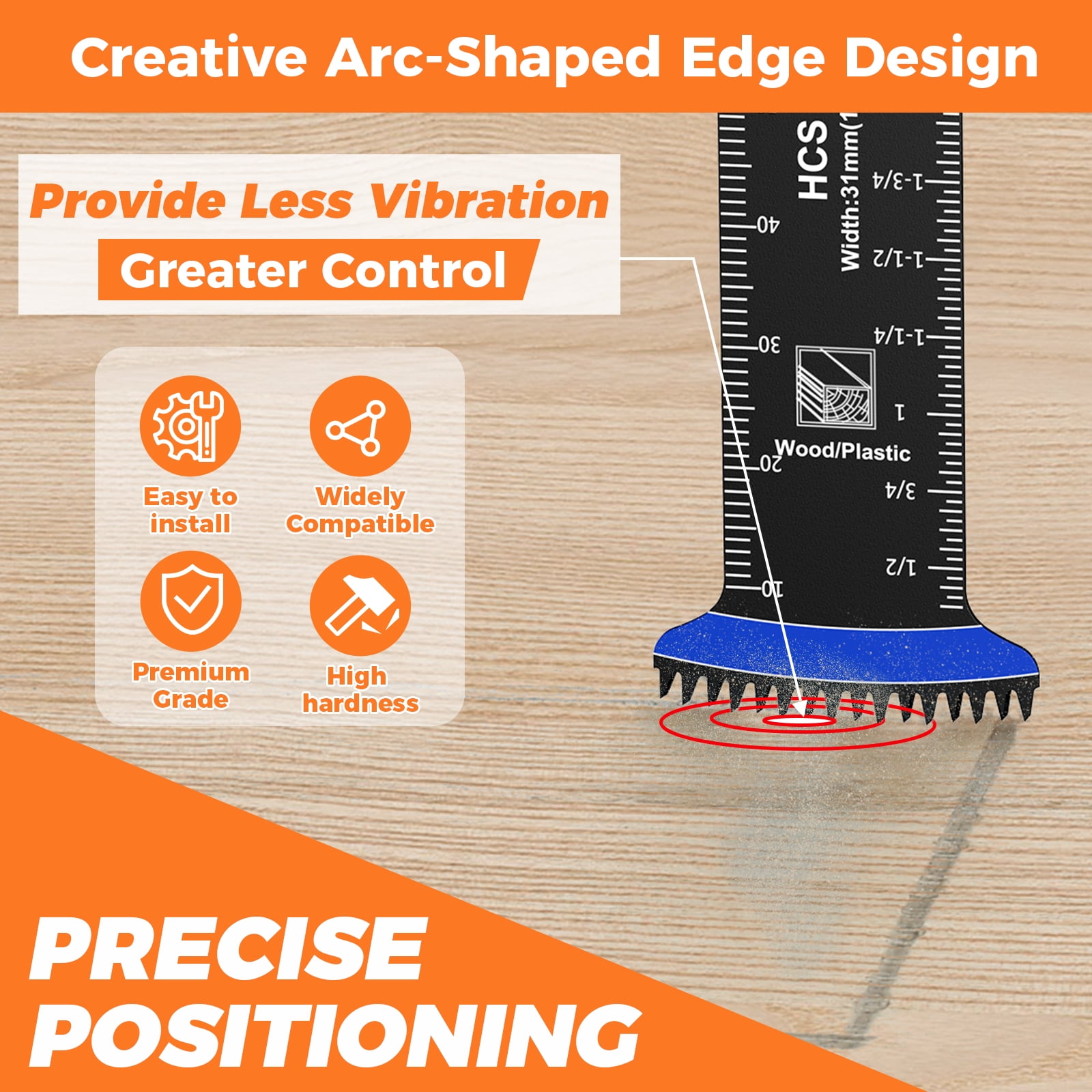 Evjurcn 20/30Pcs Oscillating Multitool Blades, Extra Long 2.68" Cr-V & Bi Metal Arc Tooth Saw Blade – Low Vibration Universal Fit for Wood, Soft Metal & Plastic