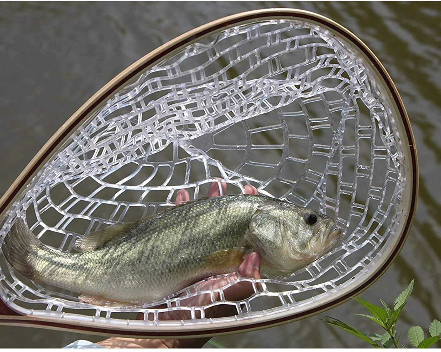 Fishing Net Fly Fishing Landing Net,Wooden Frame Fish Net with Soft Rubber Mesh for Trout Catch and Release Net Gifts for Father Men