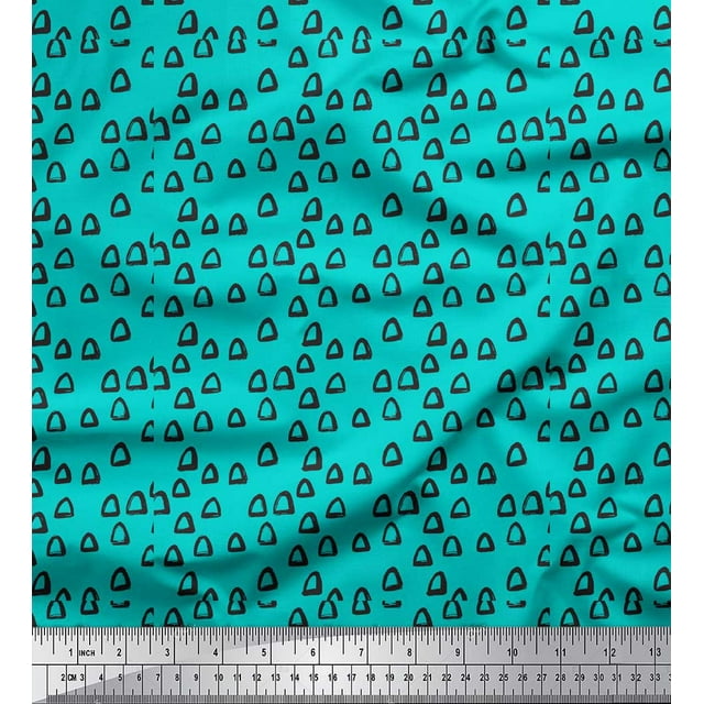 Soimoi Green Velvet Fabric Triangle Geometric Print Fabric by Yard 58 Inch Wide
