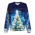thumbnail image 6 of SwiftWear Women's V-Neck Christmas Sweatshirt Festive Cute Print Design Loose Fit Pullover with Front Pocket, Soft Casual Holiday Wear Blue, 6 of 6