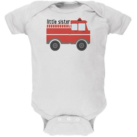 

Little Sister Fire Truck Soft Baby One Piece White 12-18 M