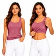 thumbnail image 2 of Nestiefly Womens Tank Tops with Built in Bra Padded Wide Strap Sleeveless Shirts Casual Summer Loose Cute Camisole Top Red 3XL, 2 of 6
