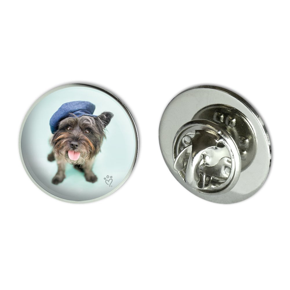 Schnauzer uncropped head silver covered pin high quality Art Dog USA 