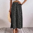 thumbnail image 5 of Maoxin Womens Skirts Women's Summer Solid Embroidery Elastic Waist Linen Ankle Skirt ,Blue,XL, 5 of 9