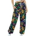 thumbnail image 3 of Penkiiy Women's Mardi Gras Printed Sports Loose Casual Wide Leg Drawstring Pocket Sweatpants Long Pants XL Multicolor, 3 of 6