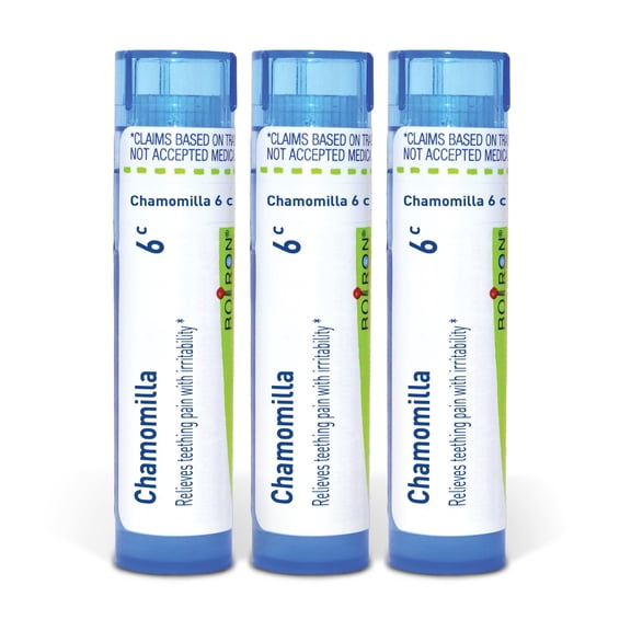 Boiron Chamomilla 6C, Homeopathic Medicine for Teething Pain with Irritability Relief, 3 Count (3 x 80 Pellets)