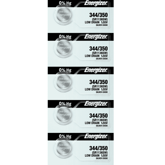 Energizer 344/350 SR1136SW Silver Oxide Watch Battery (5 Count)