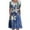 #2-Blue, variant on Pntutb Women Summer Dress 95% Polyester 5% Spandex O-Neck Short Sleeve Floral Dresses