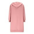 thumbnail image 4 of Long Zip Up Hoodie Women Oversized Zip Up Knee Length Tunic Sweatshirts Fall Casual Long Sleeve Hooded Jackets with Pockets 2025 Winter Option Pink XL, 4 of 9