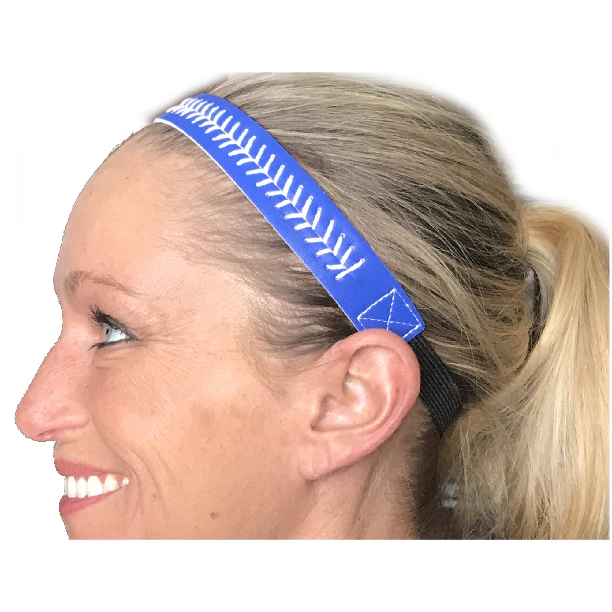 NEW White Black Stitch Softball Baseball Sport Headband Hair Accessory Elastic 