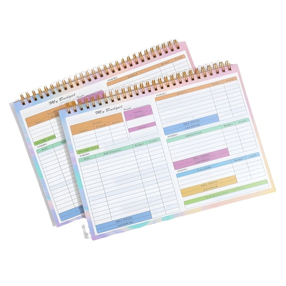 CCOCC Income Expense Tracker Notebook – Colorful Monthly Budget Planner with Binding for Personal, Home, or Small Business Finance Records