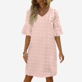 thumbnail image 2 of Kureaily Hot Women's Summer Short Sleeve V Neck Mini Dress Chiffon Polka Dot Flowy Short Dress, 2 of 5