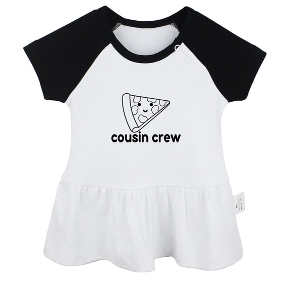 Pizzas Image & Cousin Crew Funny Dresses For Baby, Newborn Babies Skirts, Infant Princess Dress, 0-24M Kids Graphic Clothes (Black Raglan Dresses, 6-12 Months)
