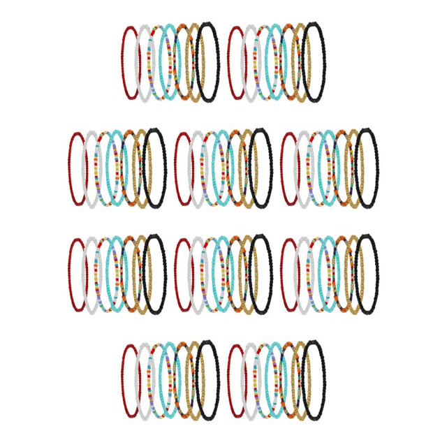 Guardurnaity 7 Pieces Boho Handmade Beads Anklets Jewelry Hand Bracelets Beaded Elastic Chain Style Bohemian Multilayered Foot No.1 10piezas