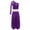Purple, variant on Haitryli Kids Girls Belly Jazz Dance Outfits Asymmetrical Shoulder Crop Top with Wide-Leg Bloomers Trousers Set Red 14