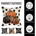 thumbnail image 3 of Halloween Trick or Treat Decorative Throw Pillow Covers 16x16 Set of 4, Spooky Pumpkin Truck Spider Web Bat Porch Patio Outdoor Pillowcase, Polka Dot Stripes Holiday Cushion Case Home Decor, 3 of 6