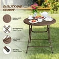 thumbnail image 4 of LINJH 32" Round Folding Commercial Banquet Table, Portable Plastic Coffee Card Dining Table for Kitchen or Outdoor Party Wedding Event-Brown, 4 of 9