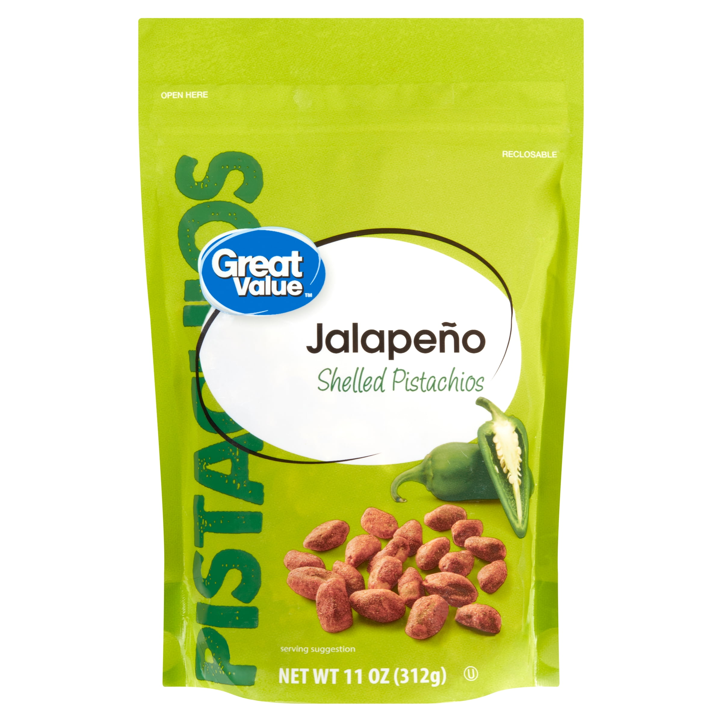 Great Value Jalapeno Shelled Pistachios, 11 oz