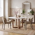 thumbnail image 4 of Set of 2 Upholstered Modern Dining Chairs, Mid Century Kitchen Chairs with Curved Backrest and Metal Legs for Dining Room, Living Room, Camel, 4 of 14
