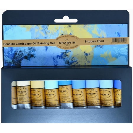 Charvin Extra Fine Professional Artist Oil Paint Set of 9 Shades of Blue - 20ml - Triple-Milled for Smoothness, Rich Texture, Poppy Oil-Based, Light-Fast, Handmade Oil Color Paints for Professionals