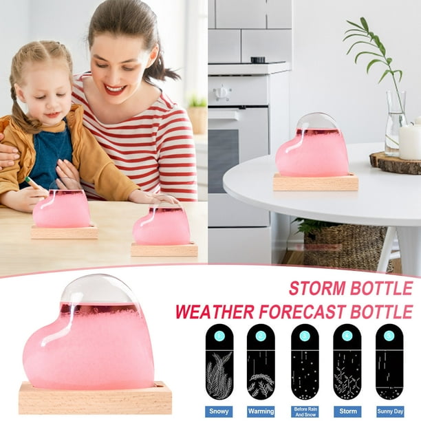 LADIGASU Pronosticador Del Tiempo Botella de Vidrio En Forma de Corazón con Barómetro de Base En La Decoración Del Hogar y La Oficina 180Ml Ofertas Flash 1 X Botella Love Weather Forecast,1 X Base