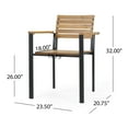 thumbnail image 4 of GDF Studio Pelham Outdoor Industrial Acacia Wood Dining Chairs, Set of 2, Teak and Black, 4 of 13