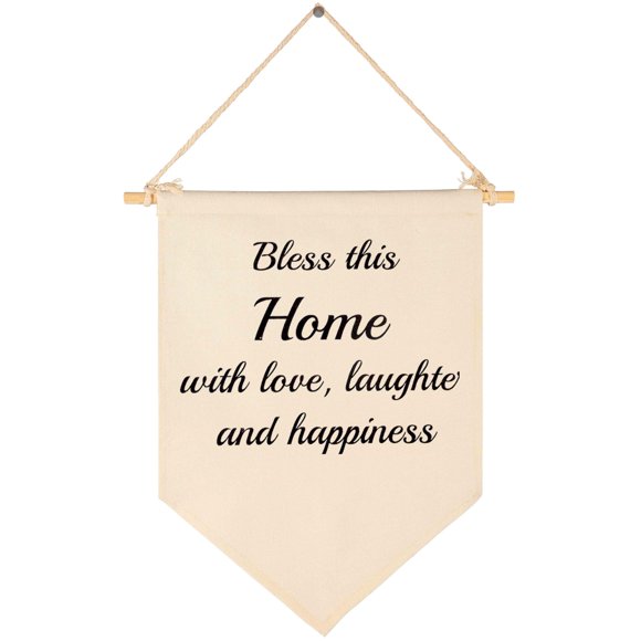 Bless This Home With Love Laughter And Happiness – Bandera Colgante De Lona Para Decoración De Pared, Regalo Para El Nuevo Hogar, Sala De Estar, Dormitorio, Porche Frontal, Regalo De Inauguración De L
