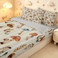 thumbnail image 3 of Homewish Vintage Botanical Mushroom Zipper Queen Comforter Set with Fitted Sheet and 2 Pillowcases,Retro Fungus Plant Zipper Bedding Set,Light Gray Reversible,4pcs, 3 of 8