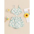 thumbnail image 2 of Suealasg 2Pcs Toddler Girl Summer Clothes 6M 1T 2T 3T 4T Baby Girl Casual Beach Outfits Sleeveless Daisy Print Heart Cami Tops and Elastic Waist Shorts Set, 2 of 7